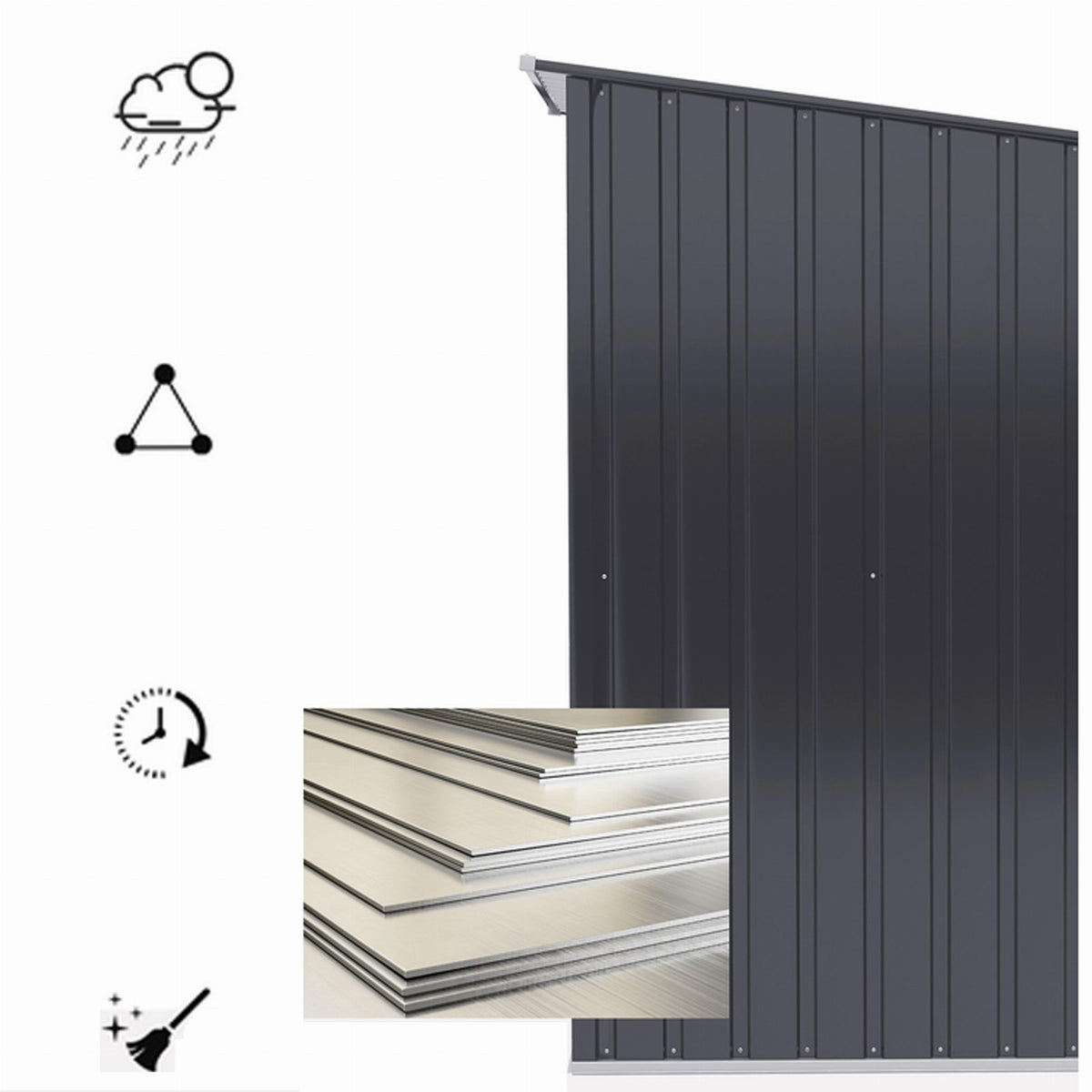 Metal Garden Tool Shed 160x98x103cm