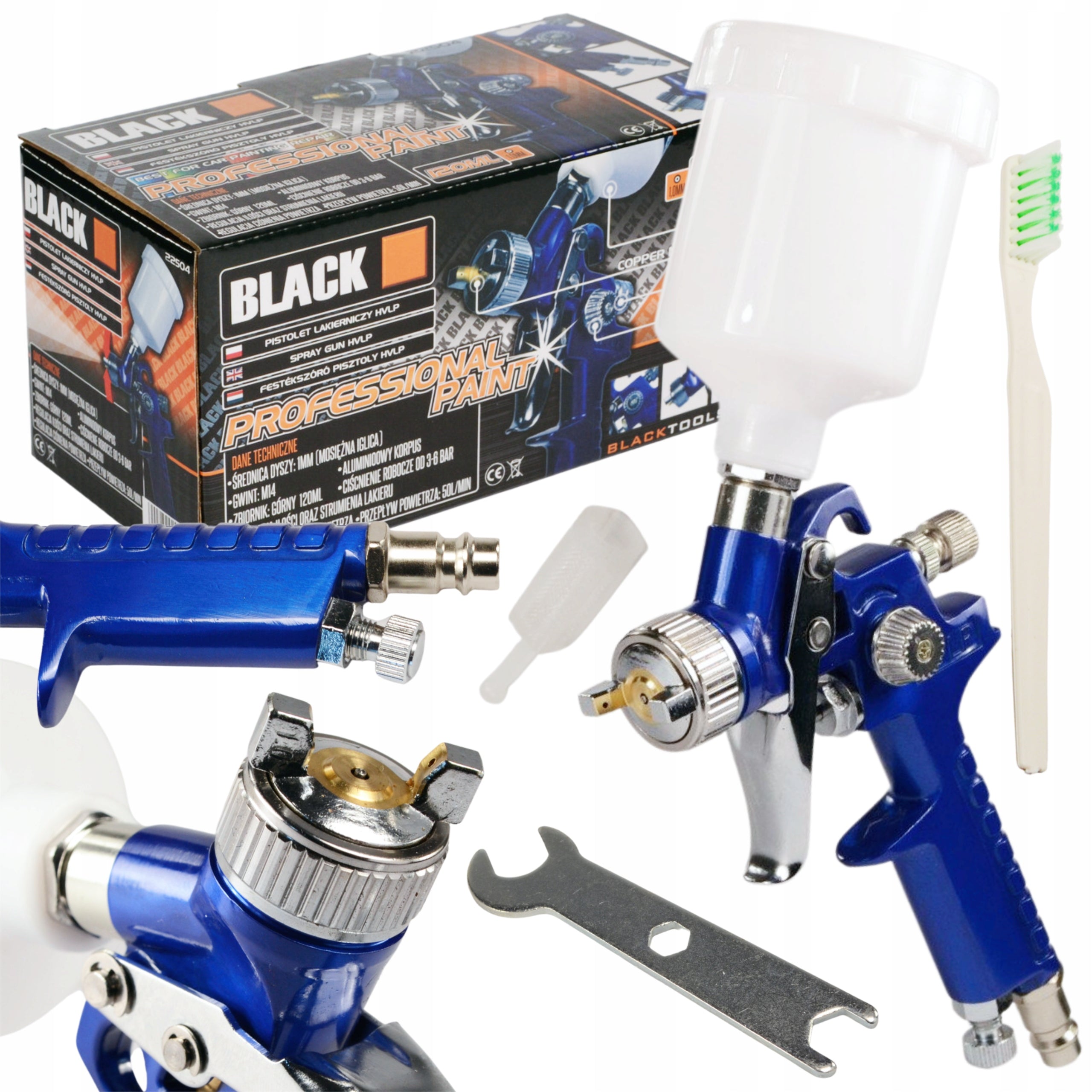 HVLP Paint Spray Gun with 1.0mm Nozzle and 120ml Tank