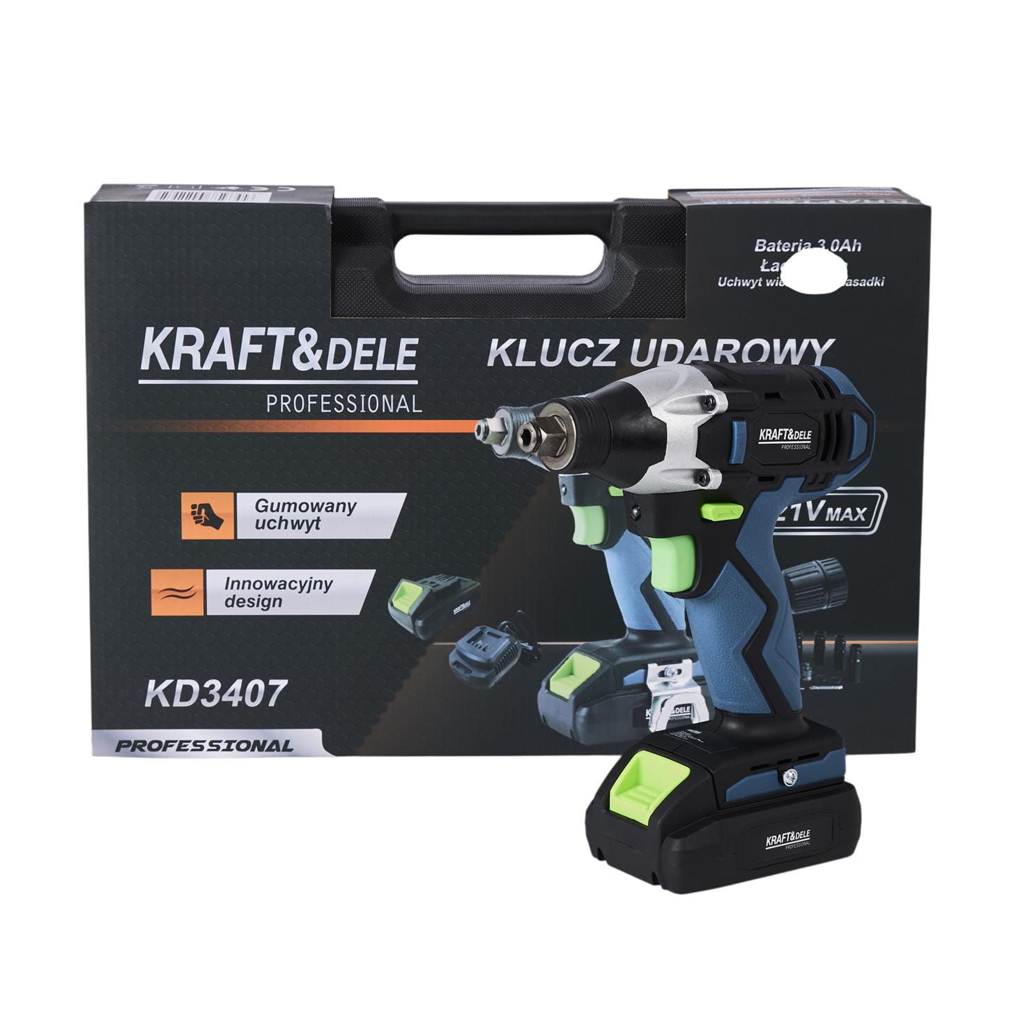 CORDLESS IMPACT WRENCH 21V - SET WITH SOCKETS KD3407