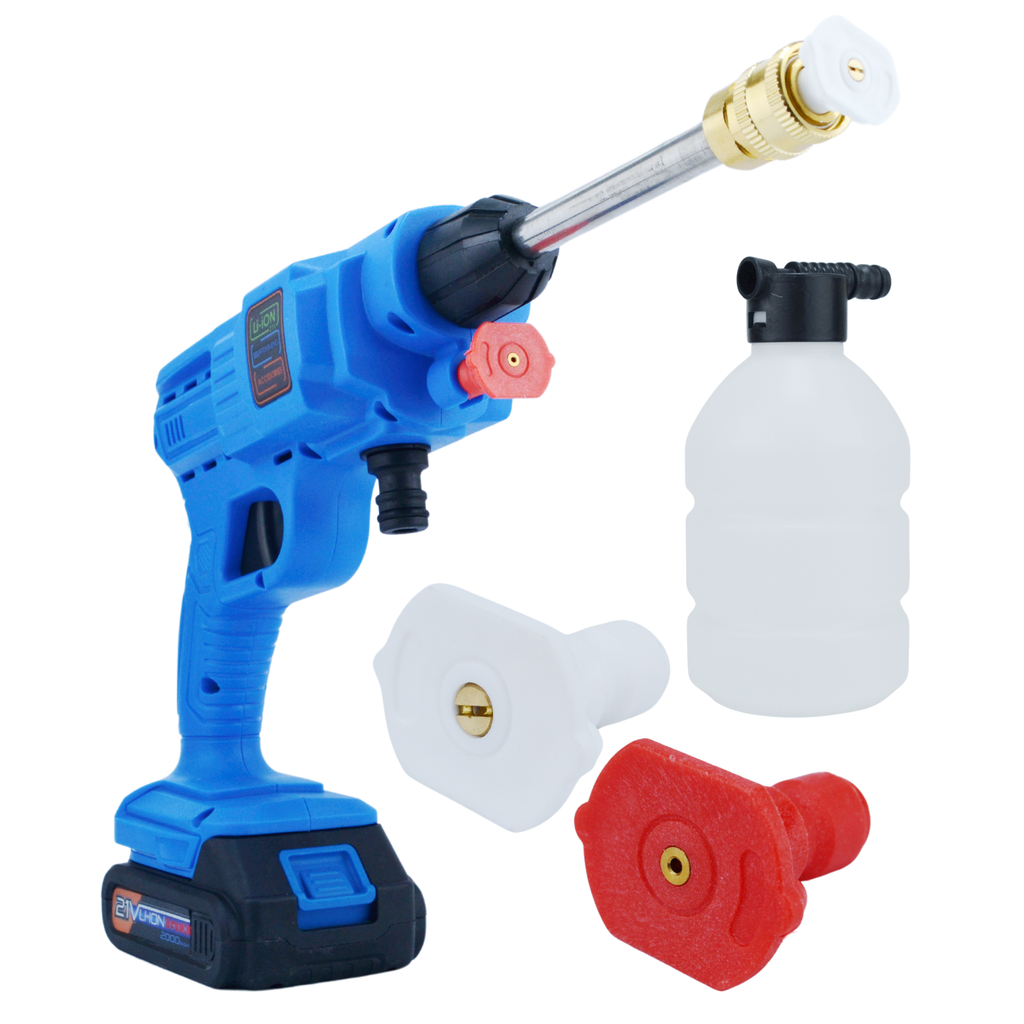 Juhtmevaba 21V 75BAR isetõmbav survepesuri komplekt 2x 2Ah akuga – Black