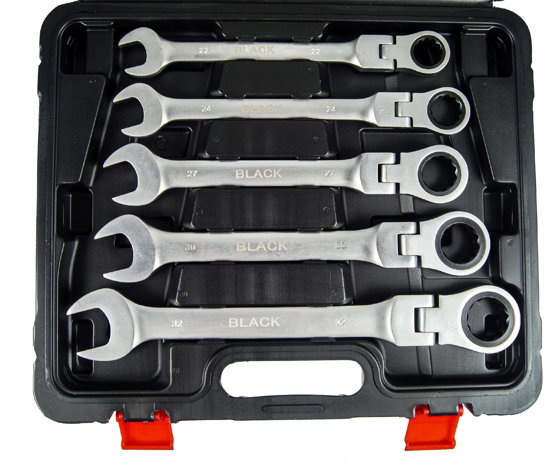 Set of 13 Combination Ratchet Wrenches 8-32mm Black