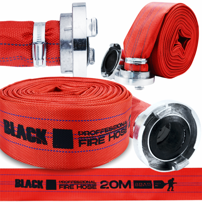2" (52mm) Fire Hose Canvas for Water Septic Tank, 20m with Quick Couplings for Pump