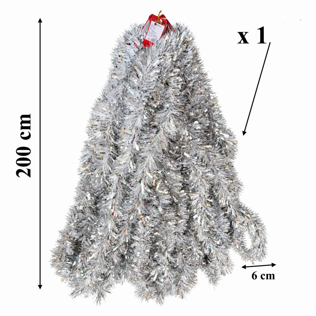 Hõbedane läikiv jõulugirlandikett 2 m × 9 cm 1 tk RC-K-2663