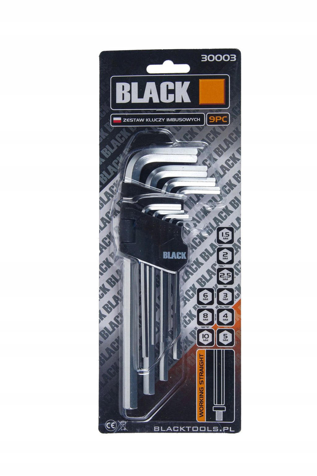 9-osaline mustade CRV kuuskantvõtmete komplekt