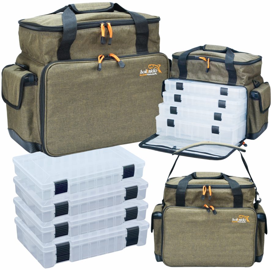 Suur Hokkado kalastuskott õlarihmaga, 6 karpi, jäik põhi, 35x47x23 cm