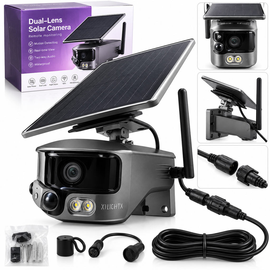 Kahe objektiiviga panoraamne 4K turvakaamera 4G/WiFi aku- ja päikesetoitega SY1239
