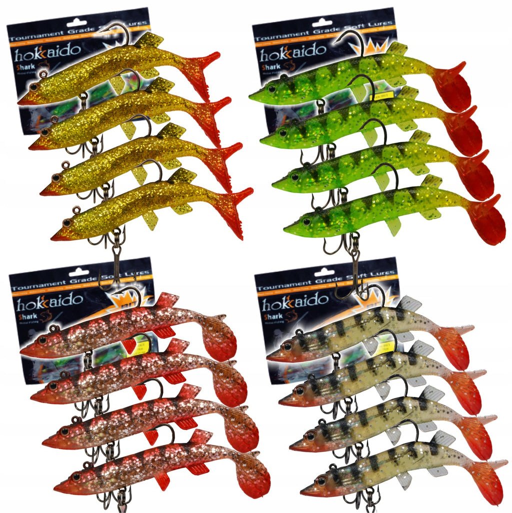 Reinforced Pike Soft Baits Set 10cm 4 Colors 16pcs