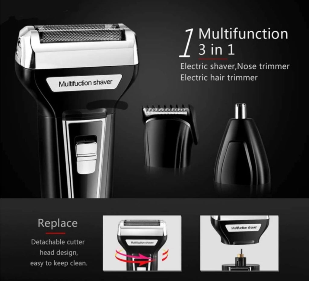 3-ühes laetav pardel, trimmer ja ninakarvade lõikur