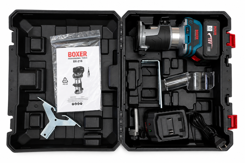 BOXER BX-216 Cordless Router Trimmer 18V 2x3.0Ah – 30,000 RPM 6/8mm
