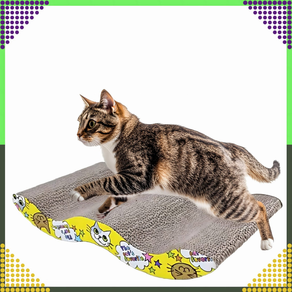 Eco-Friendly Large Cardboard Cat Scratcher with Wave Design and Catnip