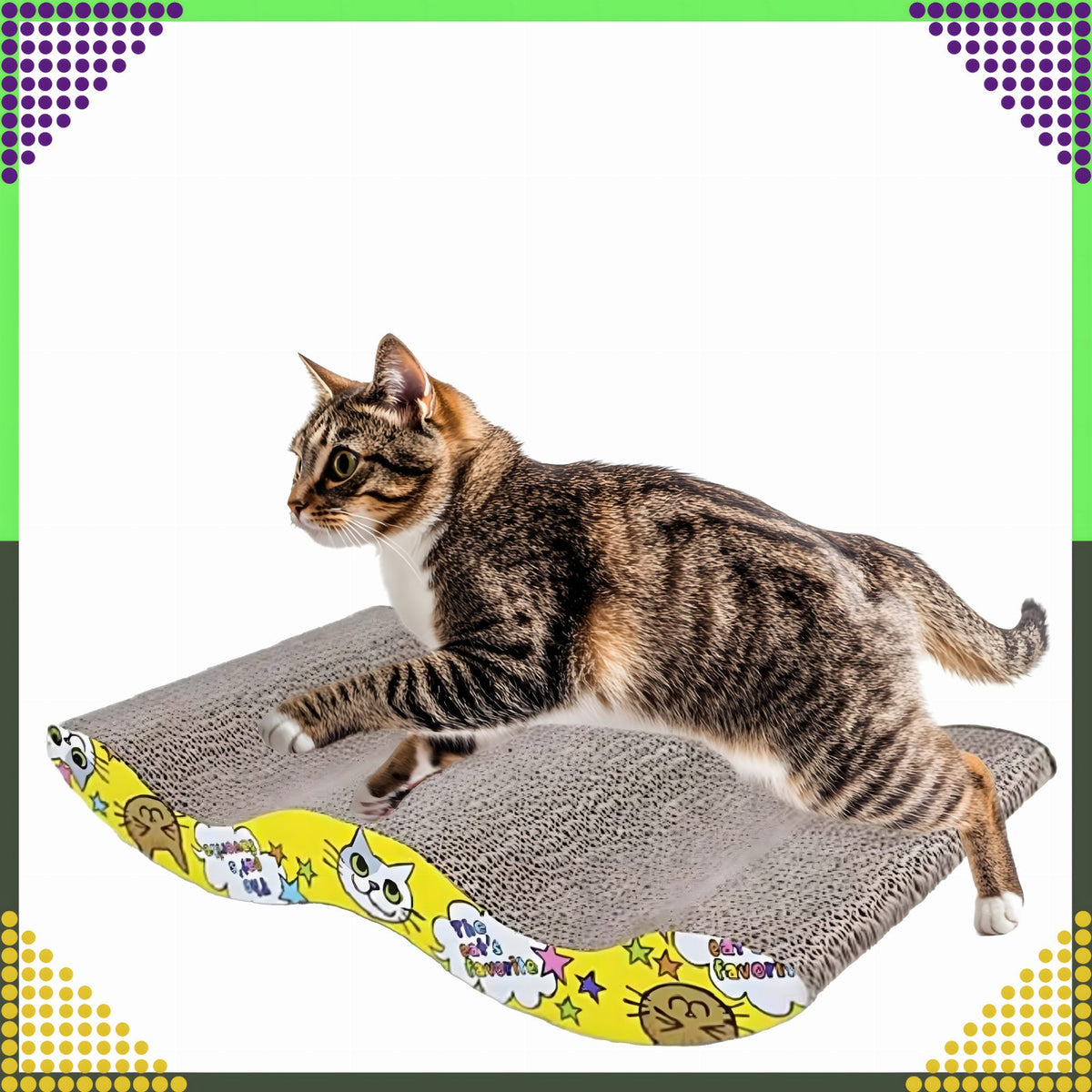 Eco-Friendly Large Cardboard Cat Scratcher with Wave Design and Catnip