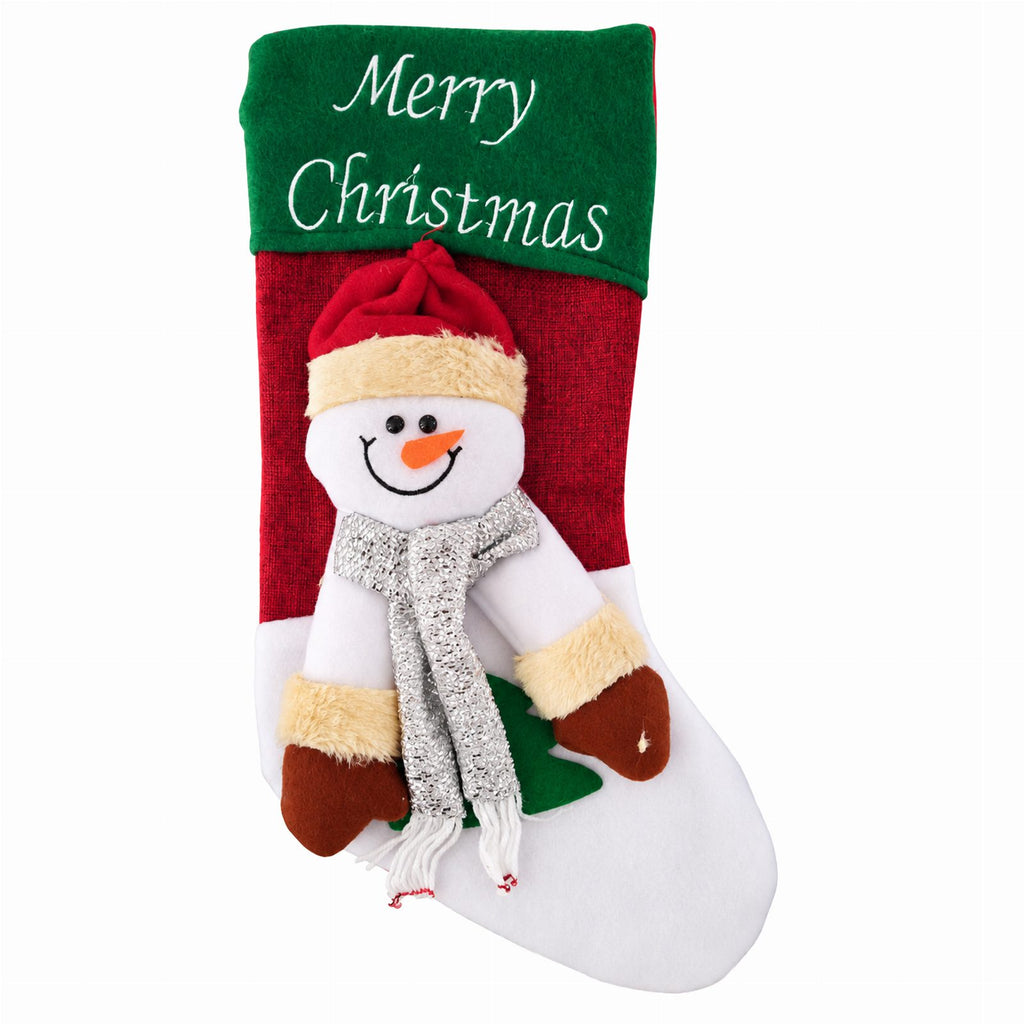 Christmas Stocking Santa Boot with Snowman Bag 1 pc