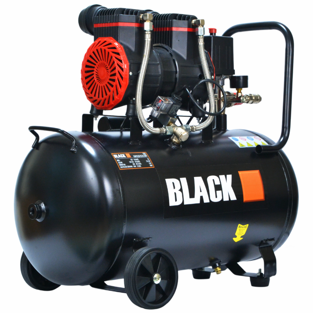 Oil-Free Two-Piston Air Compressor 50L Black