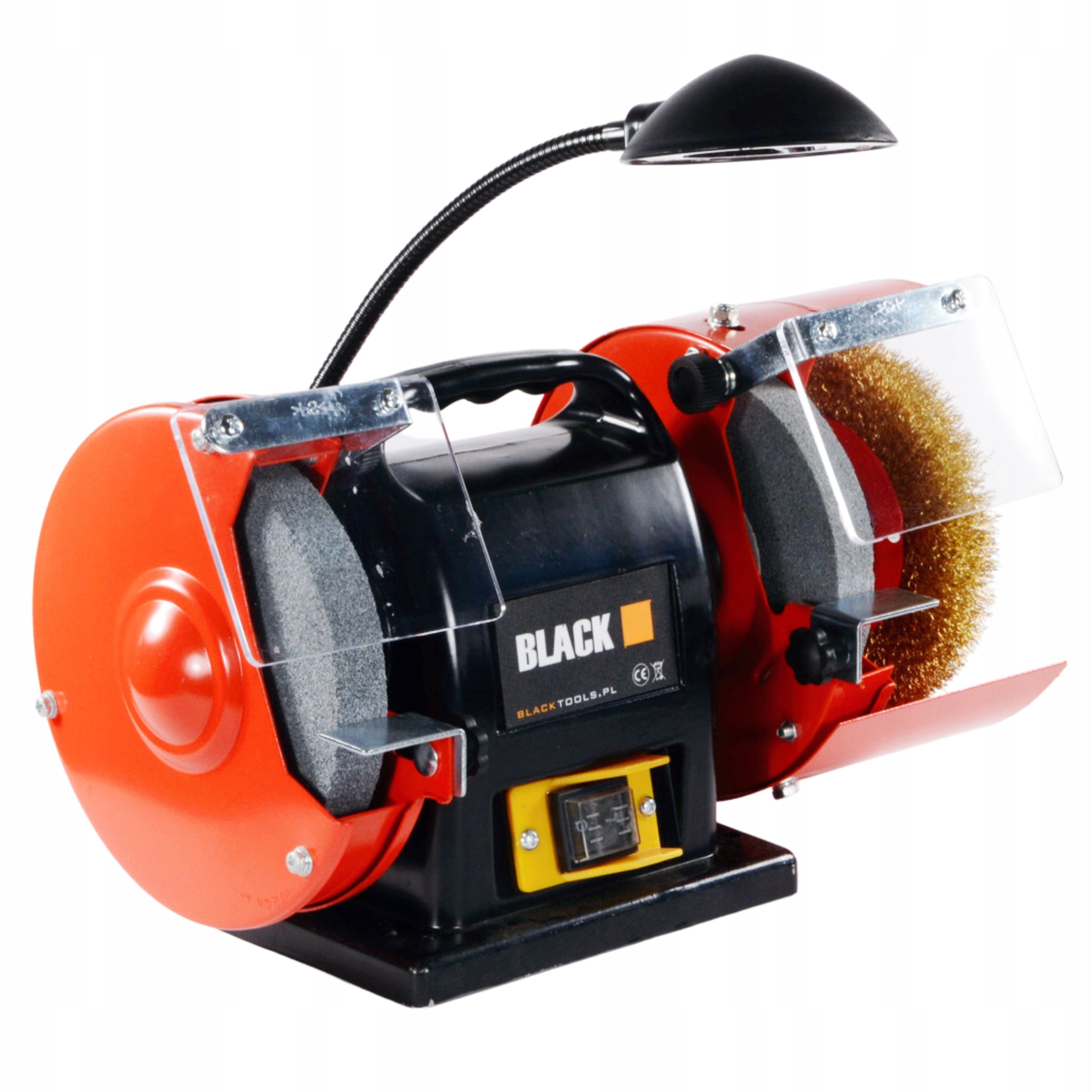 200W Double Bench Grinder with Lamp for Sharpening Two Stone Discs, Black
