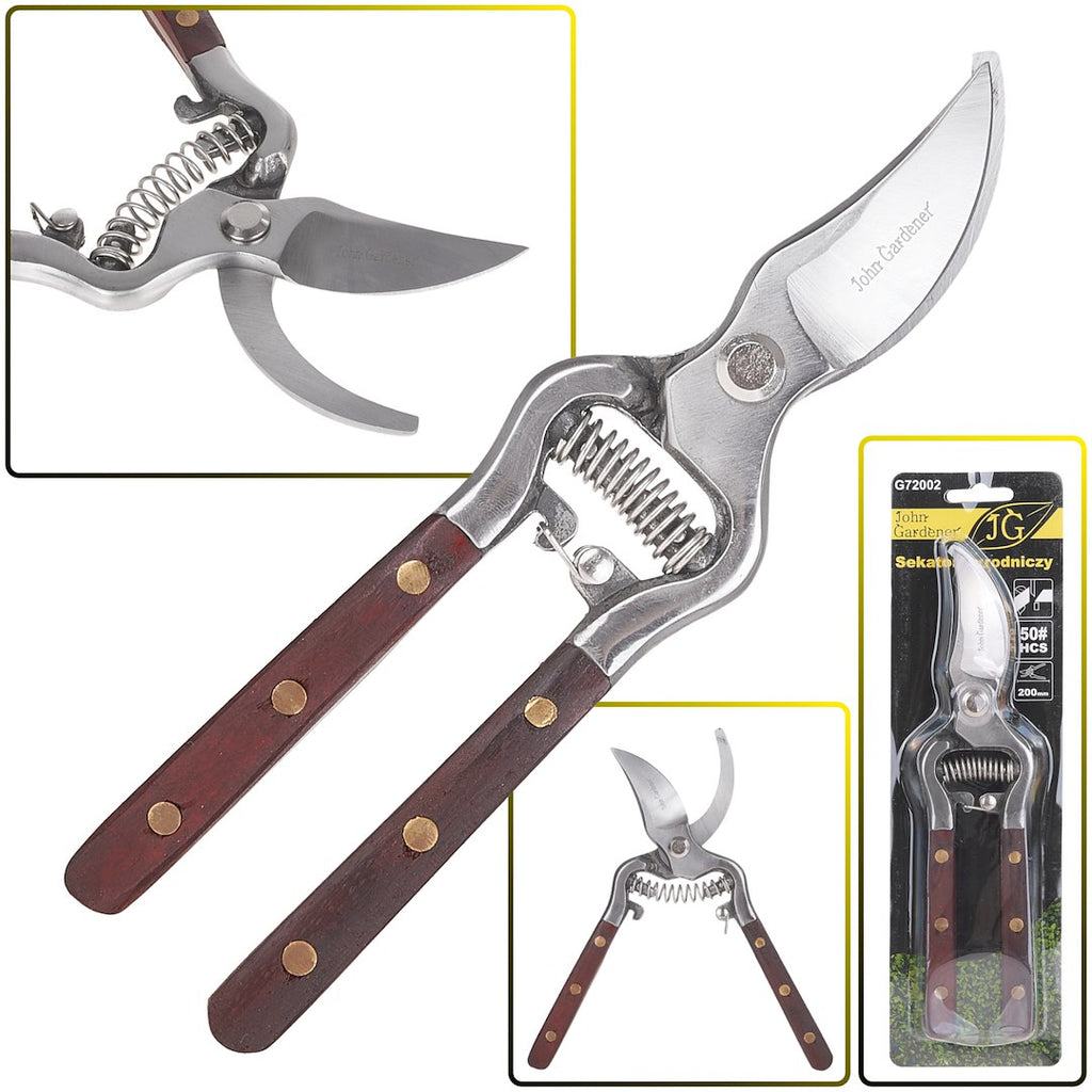 200 mm by-pass pruning shear drop /wooden handle/