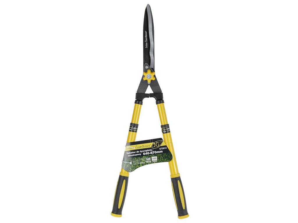 Telescopic hedge shears with adjustable screw, 600-825 mm wavy blade