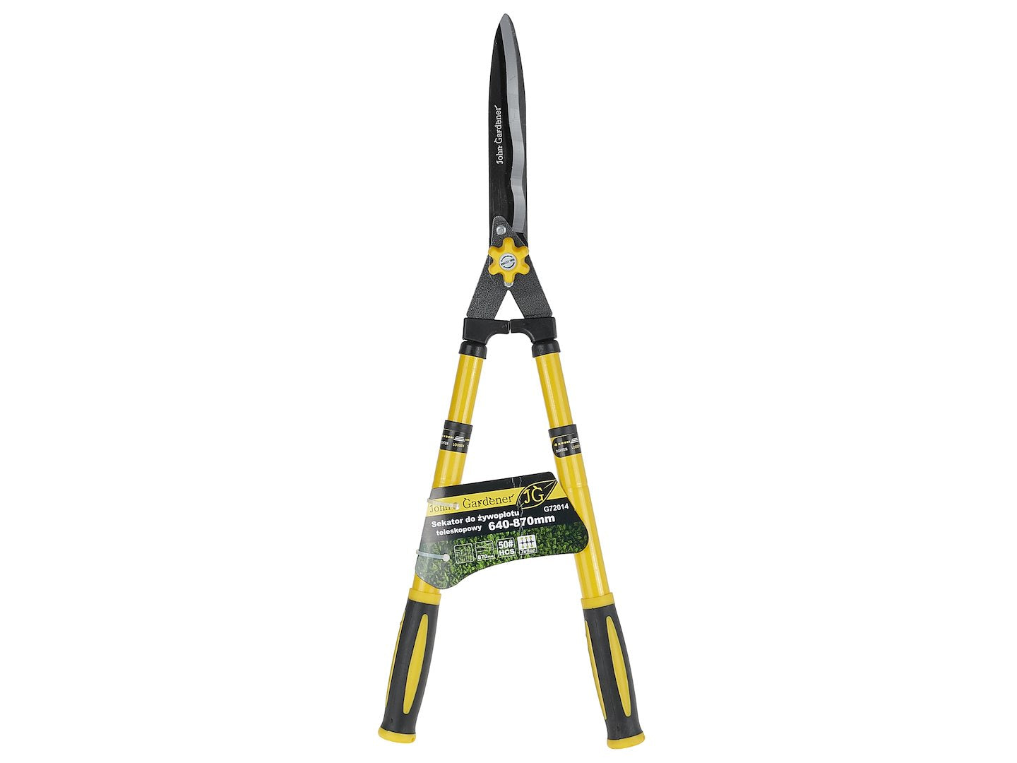 Telescopic hedge shears with adjustable screw, 600-825 mm wavy blade