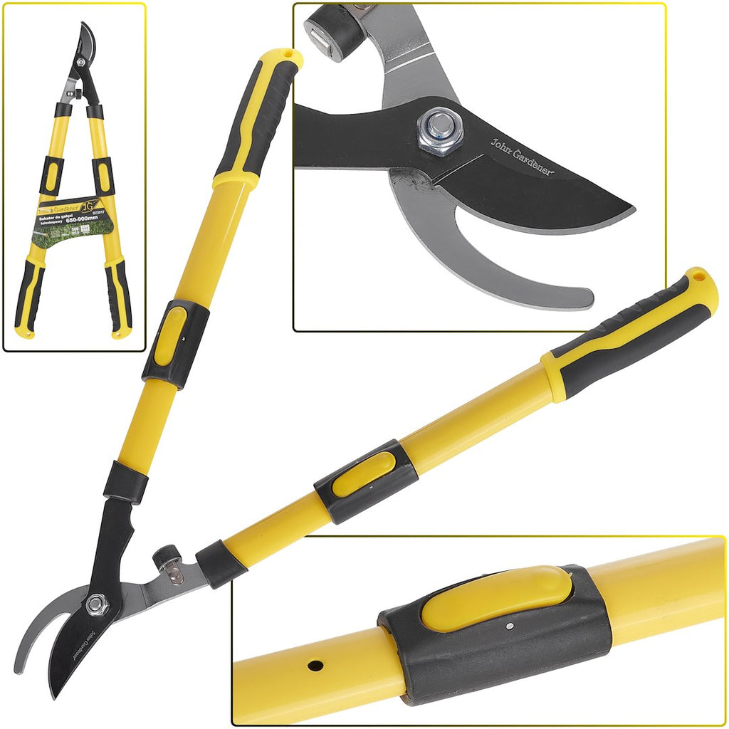 Telescopic by-pass lopping shear, small blade with stop, 650-975 mm