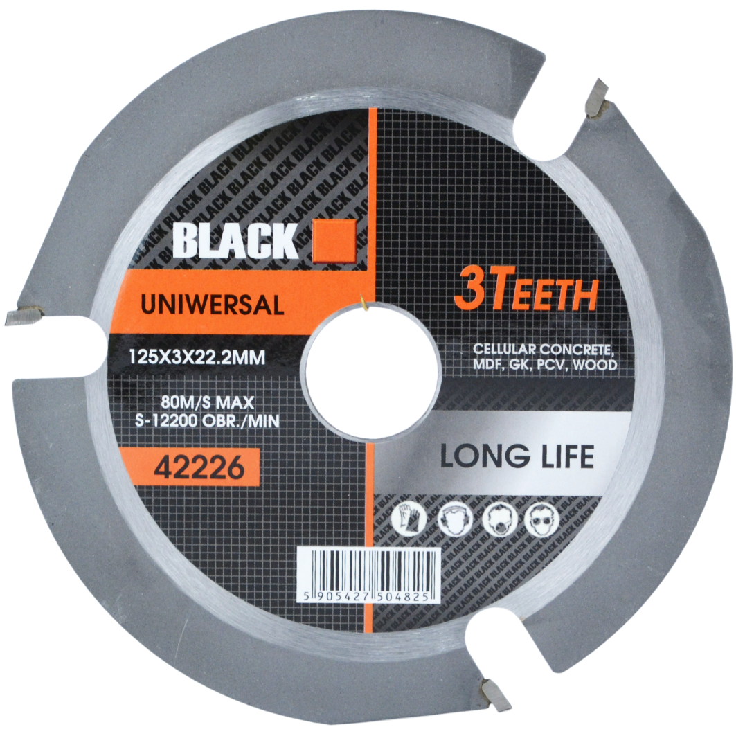 Universaalne 3T 125 x 22.2 Black tera puidu, PVC, GK, MDF höövlile