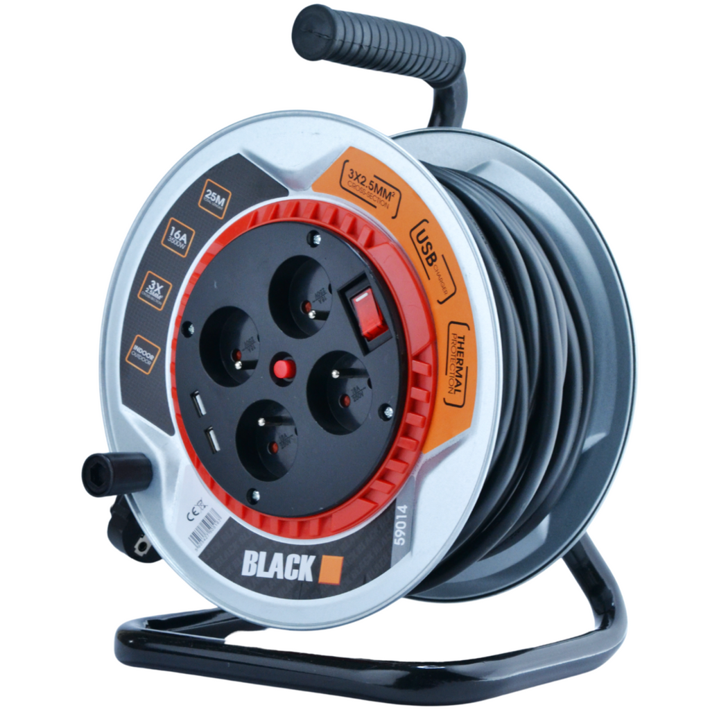 Metallist rullpikendusjuhe 25m paks Black kaabel