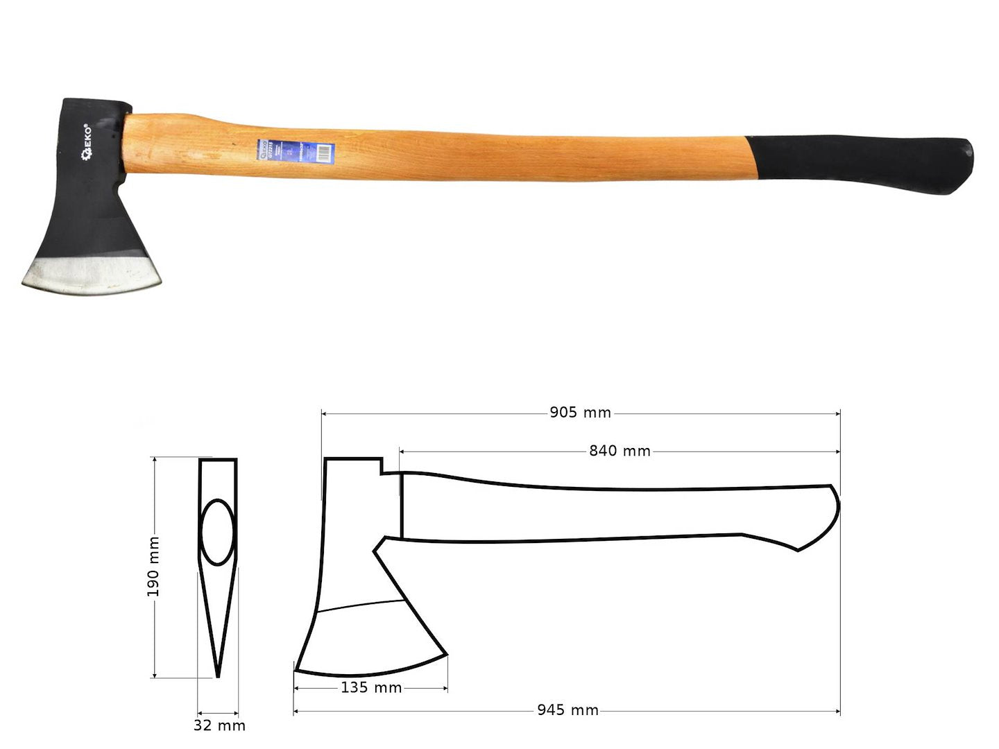 Axe with wooden handle 1600Gx32"