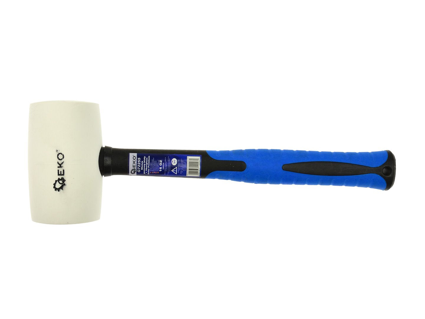 White Rubber Mallet with Fiberglass TRP Handle, 16oz, GEKO Premium