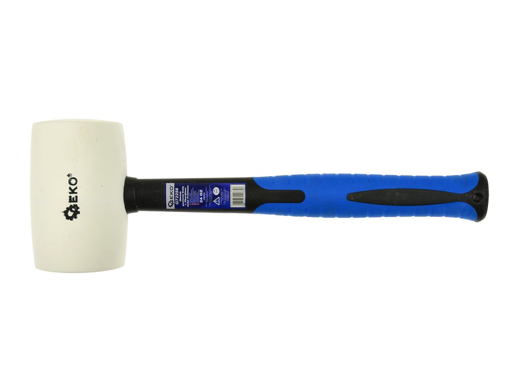 White Rubber Mallet with Fiberglass TRP Handle, 24oz GEKO Premium