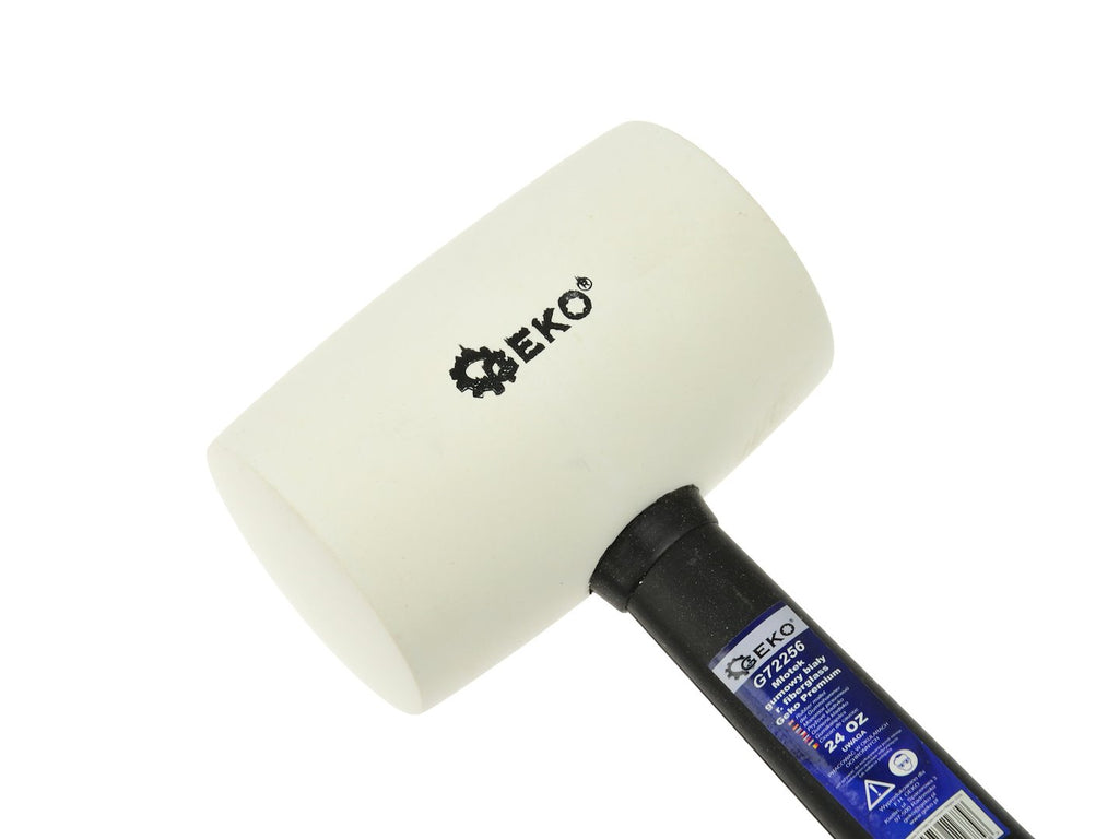 White Rubber Mallet with Fiberglass TRP Handle, 24oz GEKO Premium