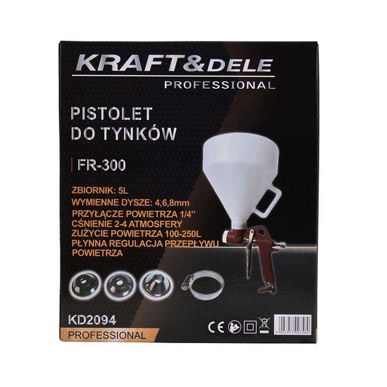 Spray gun for plasters 5L + 3 nozzles KD2094