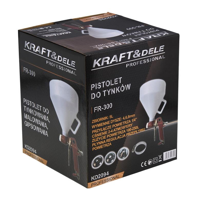 Spray gun for plasters 5L + 3 nozzles KD2094