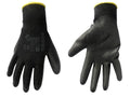 Cotton Work Gloves, Size 8, PU Palm Coating, Knit Wrist (black)