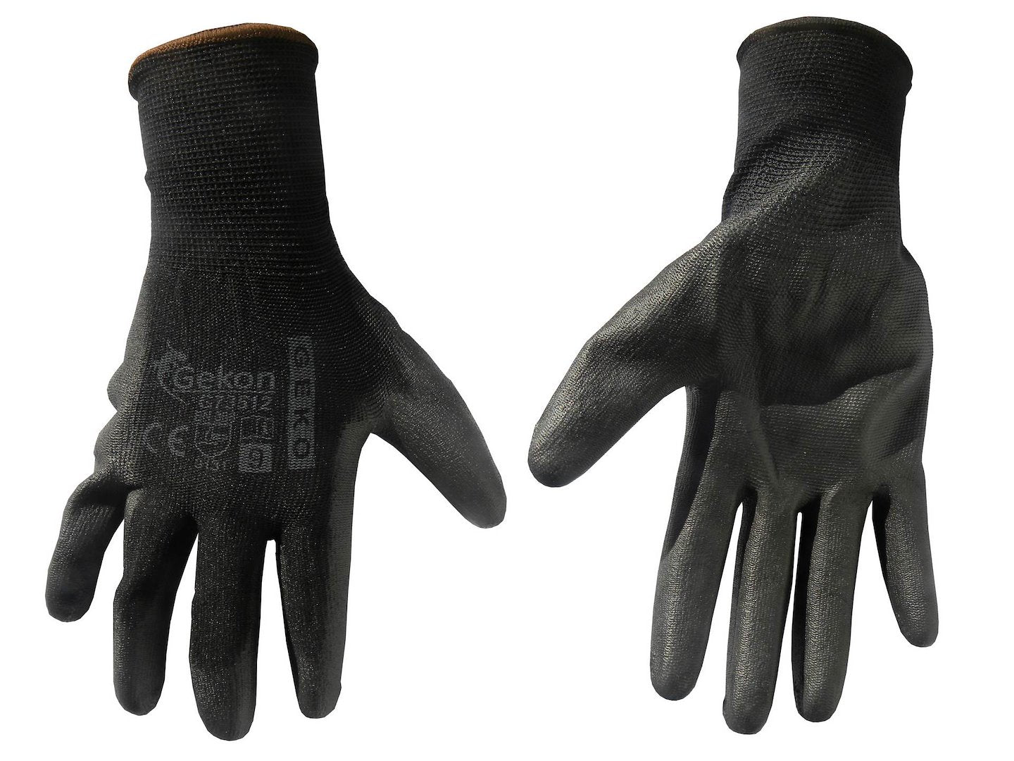 Cotton Work Gloves Size 9 with PU Palm Coating, Knit Wrist (black)