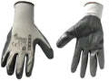 Cotton Work Gloves Size 9 with Nitrile Palm Coating, Knit Wrist (white-grey)