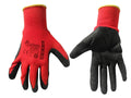 Cotton Work Gloves, Size 8, Crinkled Latex Palm Coating, Knit Wrist (red)