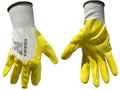 Cotton Work Gloves, Size 9, Nitrile Palm Coating, Knit Wrist (Yellow)