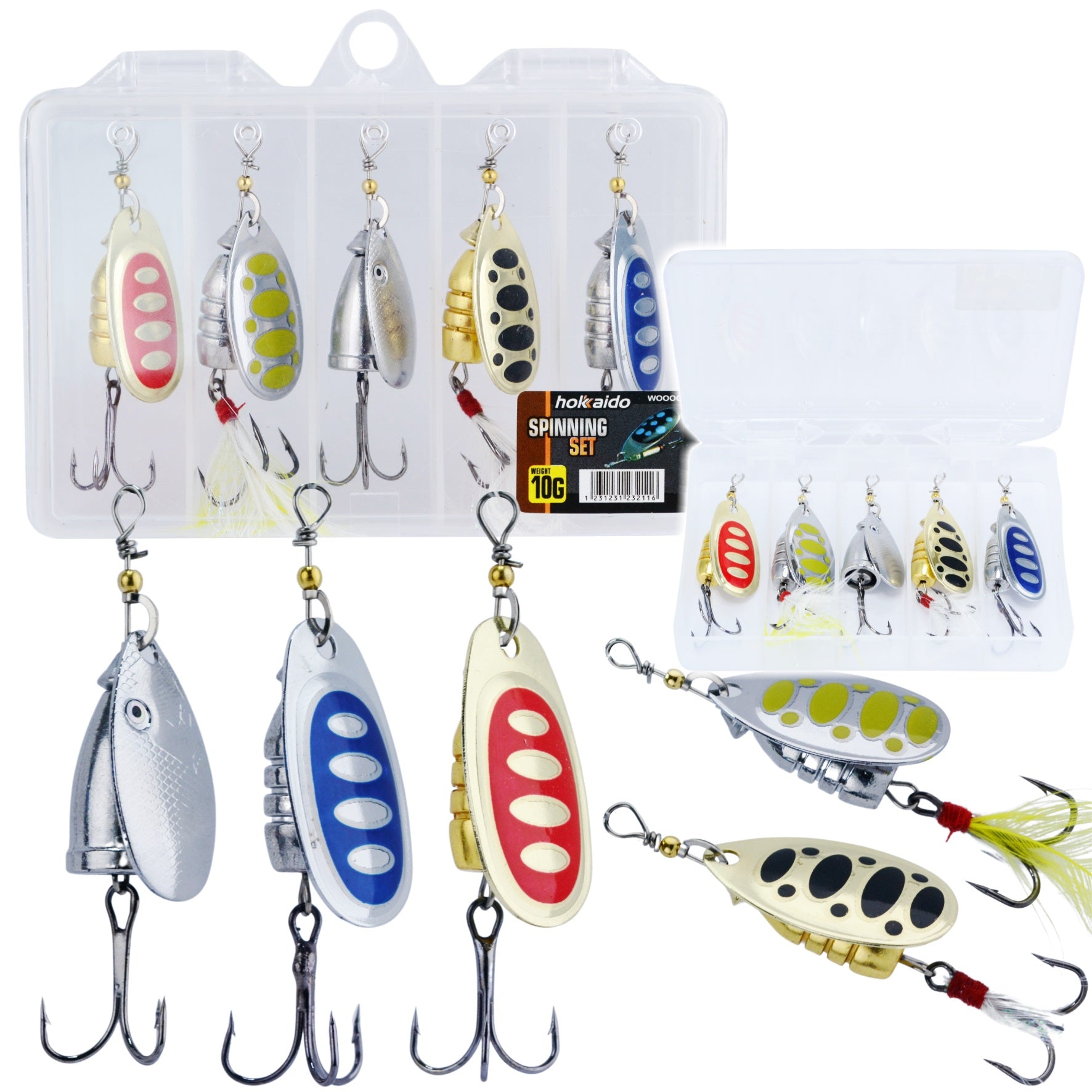 5-osaline mitmevärviline 10g Hokkaido pöörlevate lantide komplekt karbis