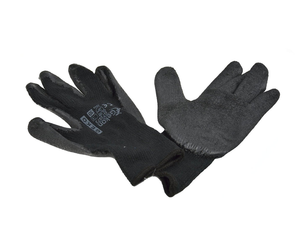 Cotton Work Gloves s.10 with Crinkled Latex Palm Coating, Knit Wrist (black)