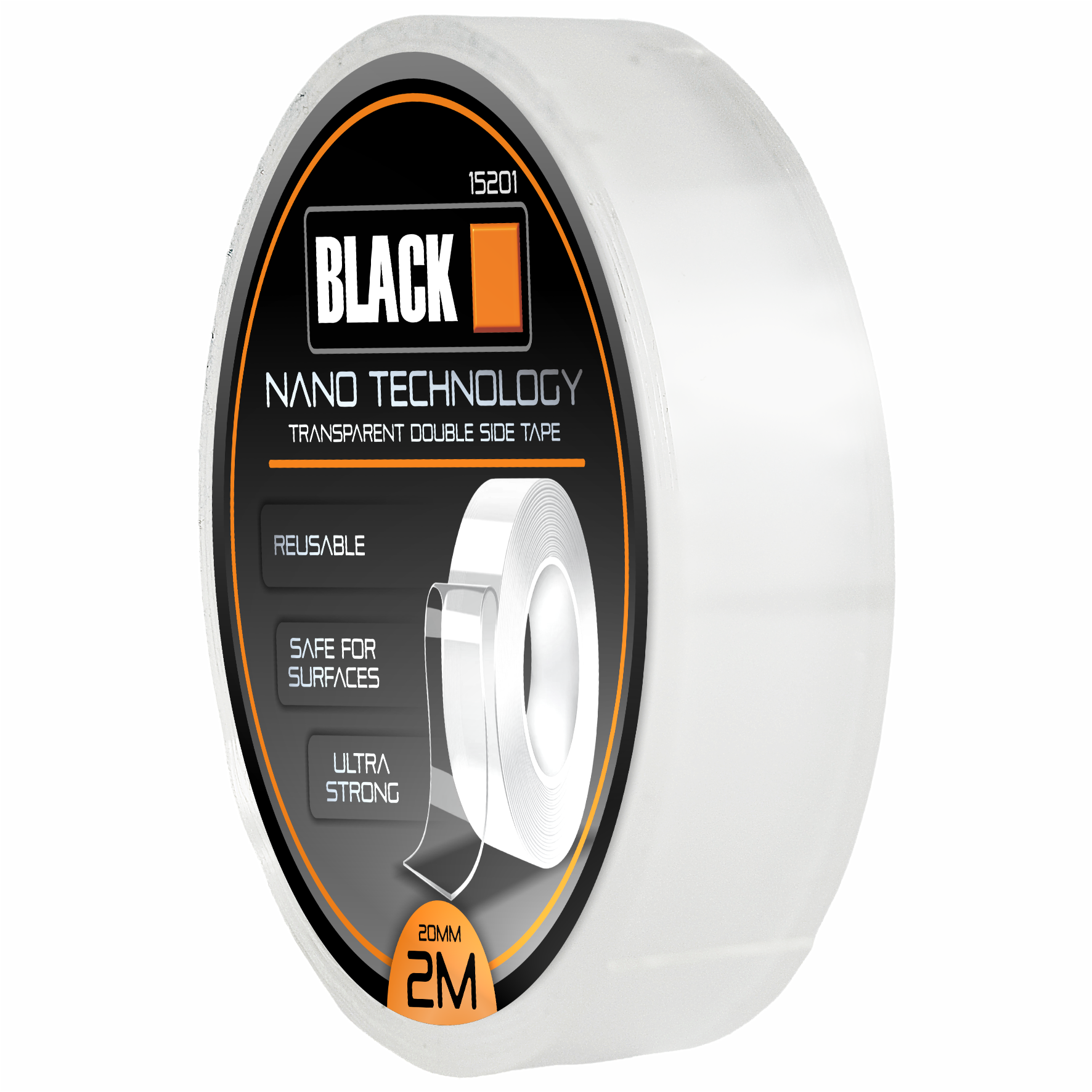 Kahepoolne nano-teip 20mm x 2m veekindel läbipaistev tugev paigaldus