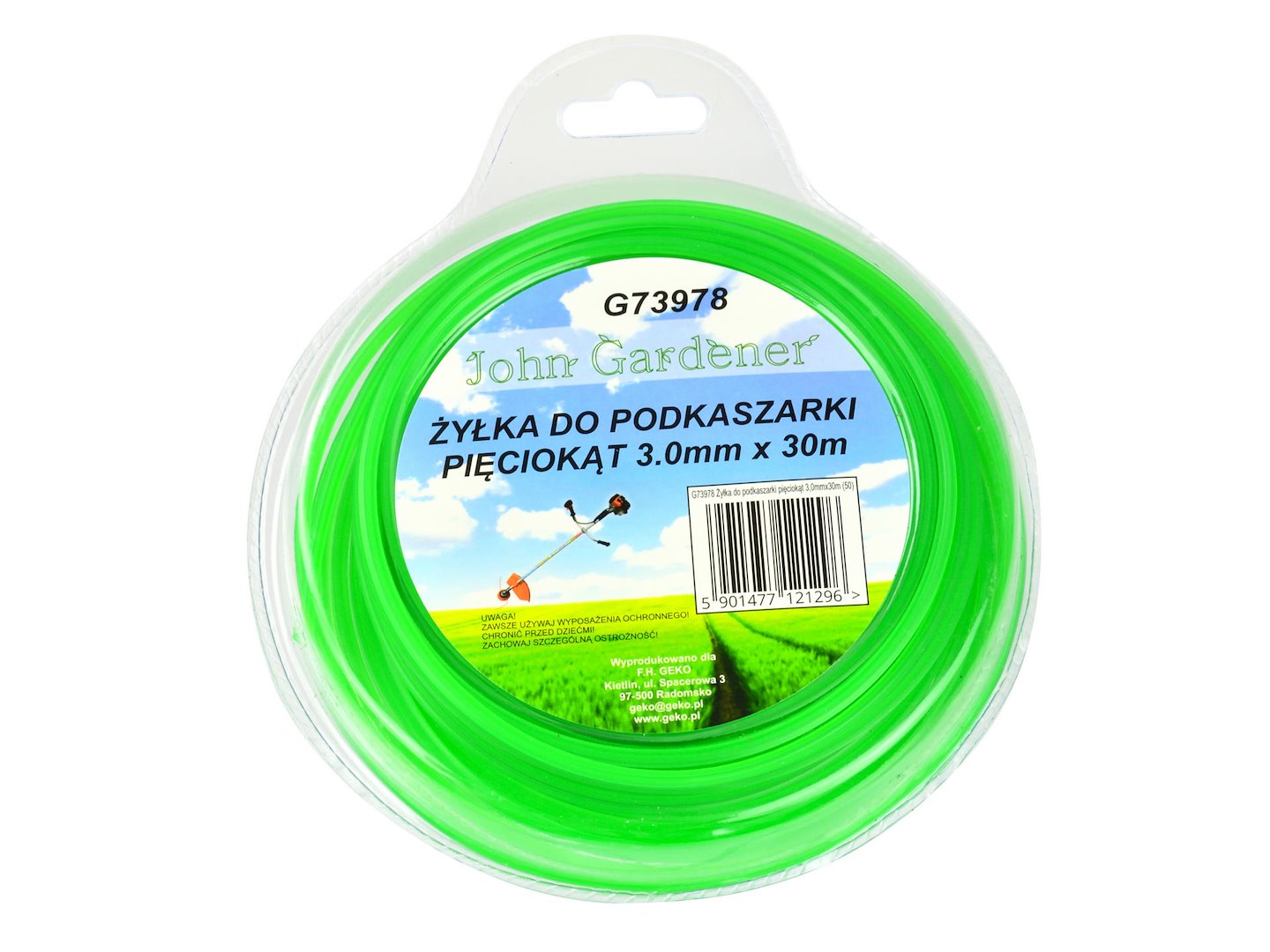 Nylon line 3.0 mm x 30, Green Pentagonal