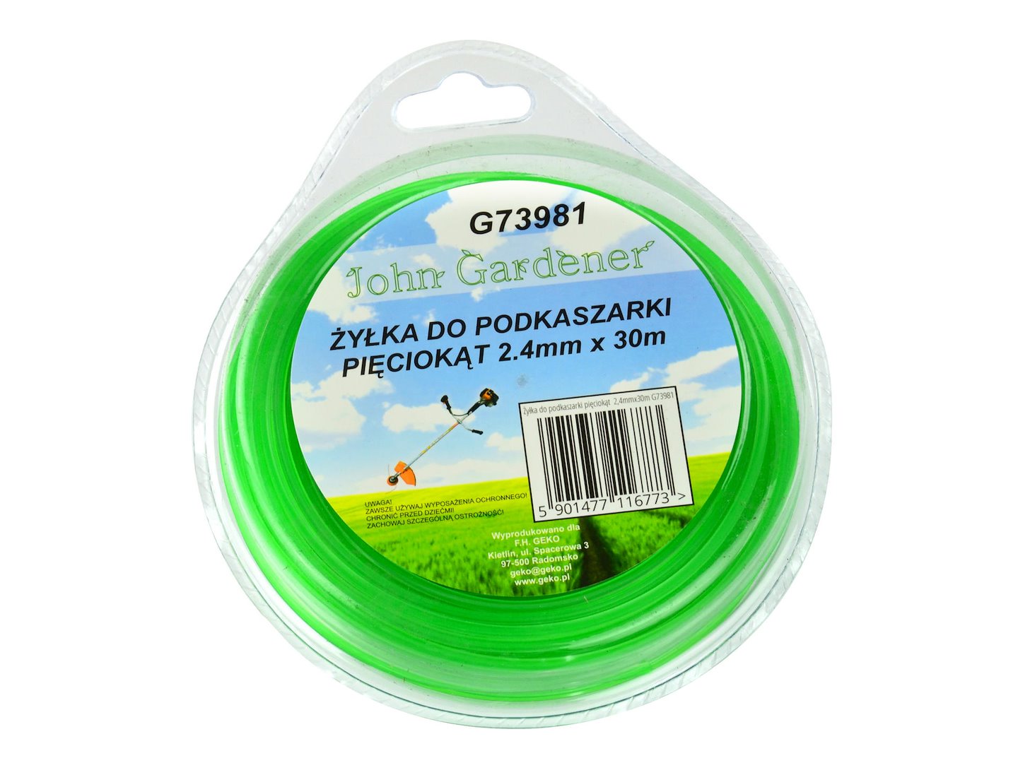 Nylon line, green, pentagonal, 2.4mm*30m