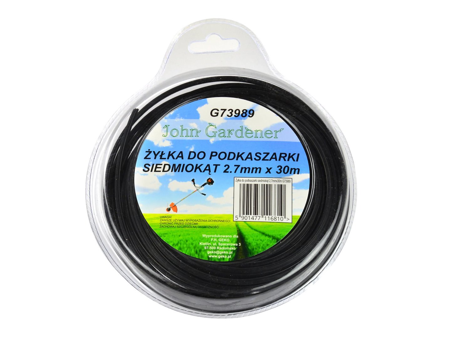 Heptagonal nylon line, black, 2.7*30m