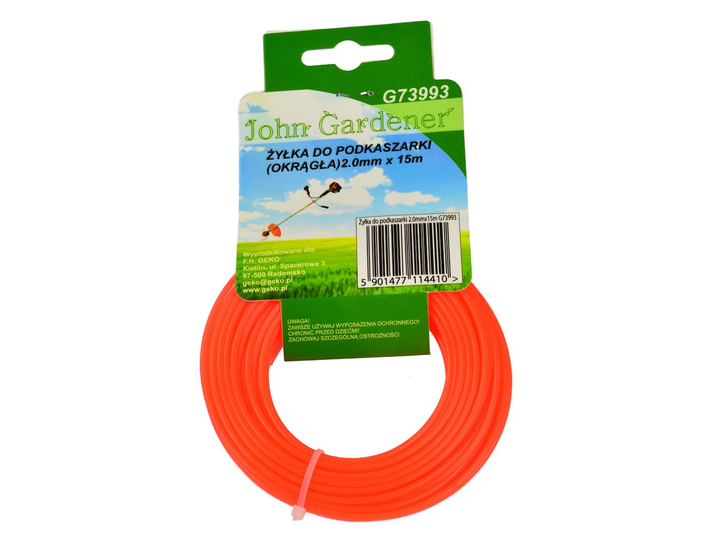 Nylon line 2.0mm x 15m, red, round