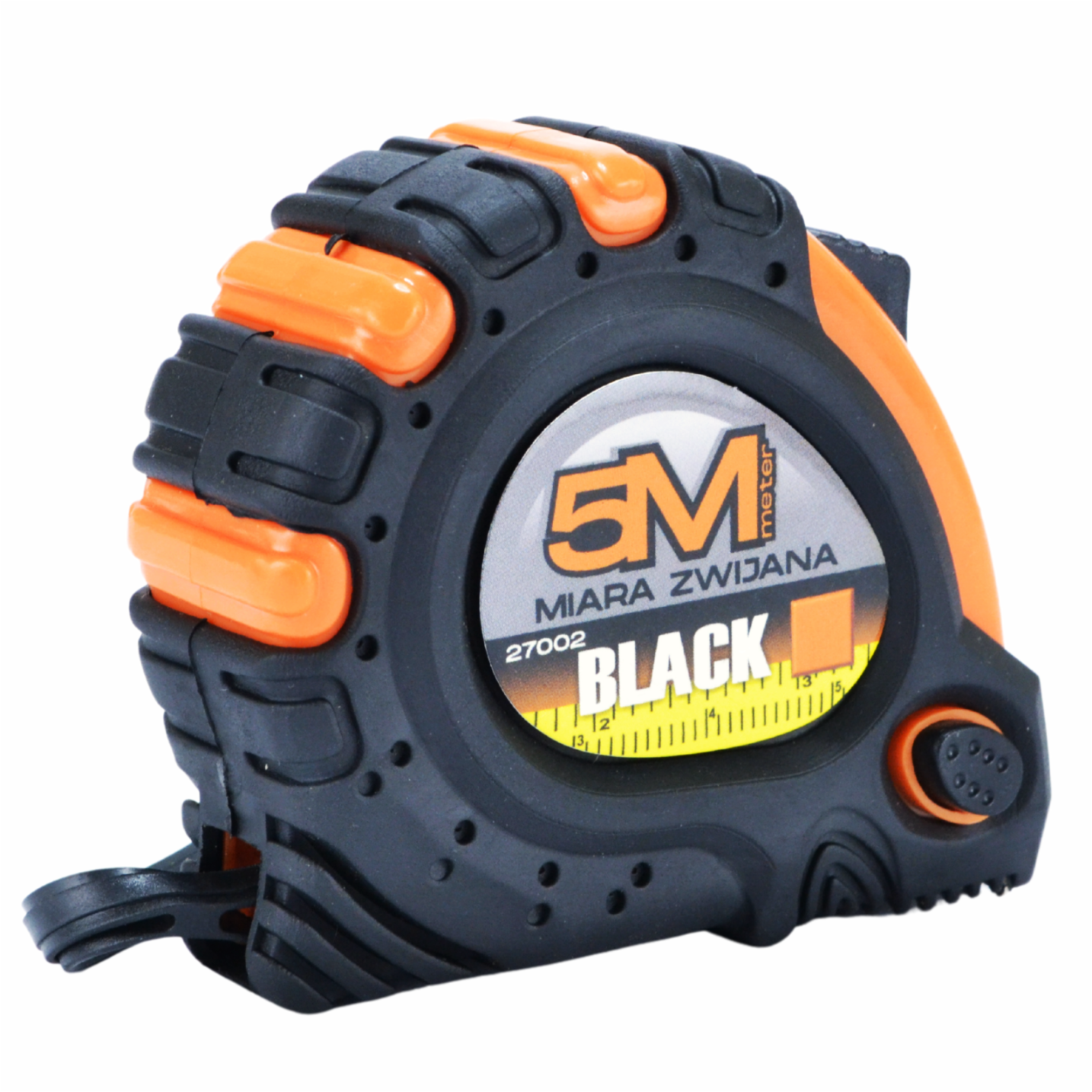 5M terasest kokkupandav mõõdulint lukustusega, must