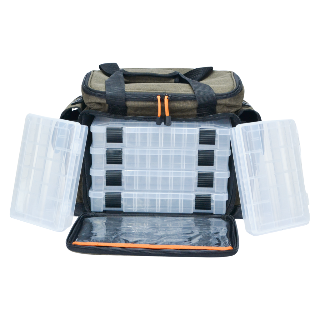 Suur Hokkado kalastuskott õlarihmaga, 6 karpi, jäik põhi, 30/40/20 cm