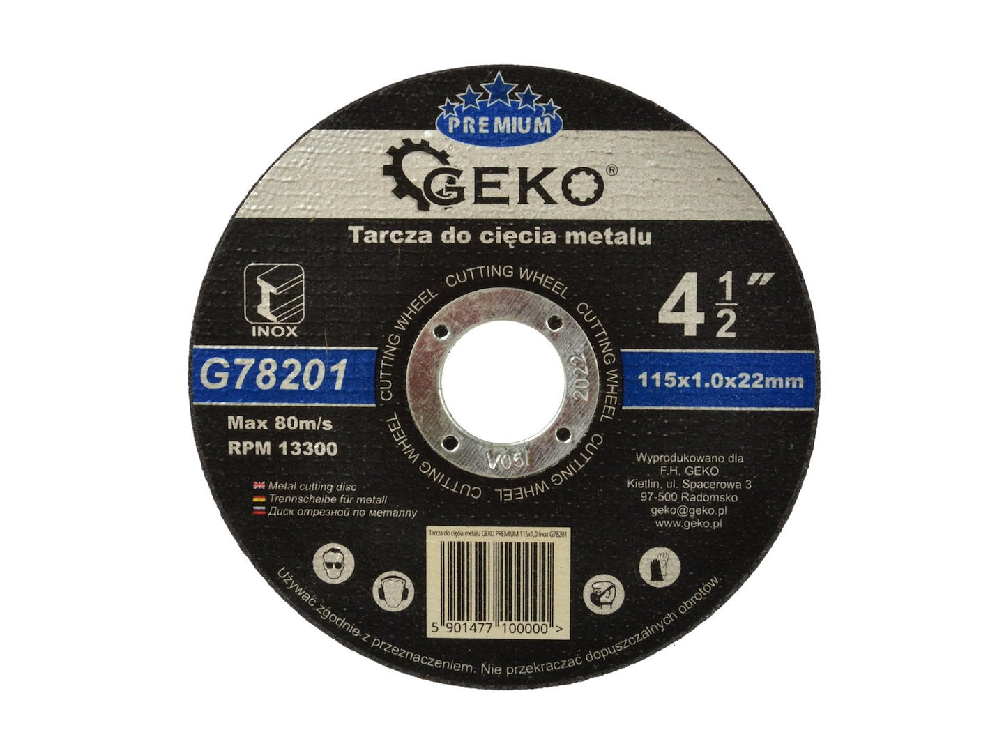 Metal Cutting Disc GEKO Premium 115 x 1 x 22.2 mm Inox