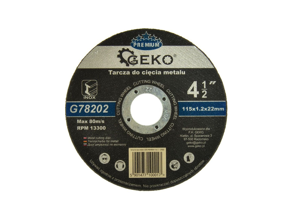 GEKO Premium Metal Cutting Disc 115 x 1.2 x 22.2 mm