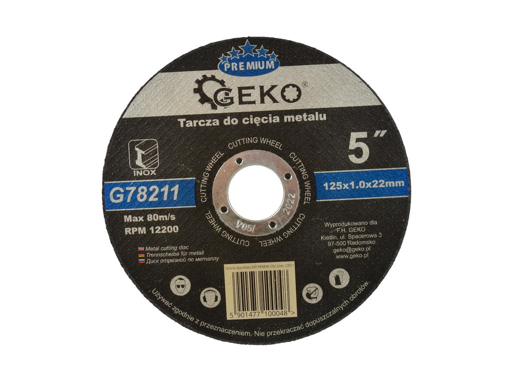 GEKO Premium Metal Cutting Disc 125 x 1 x 22.2 mm Inox