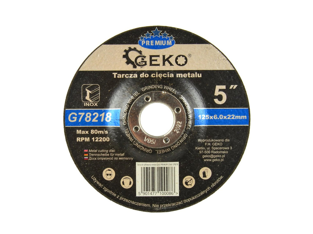Metal Grinding Disc GEKO Premium 125 x 6.0 x 22.2 mm