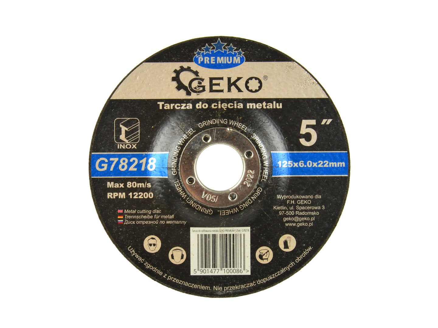 Metal Grinding Disc GEKO Premium 125 x 6.0 x 22.2 mm