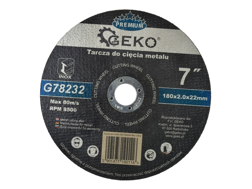 GEKO Premium Metal Cutting Disc 180 x 2 x 22.2 mm